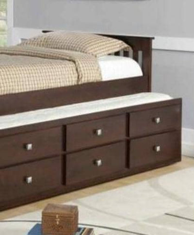 Owen Captains Bed with Storage and Trundle in Cappuccino Custom Kids Furniture