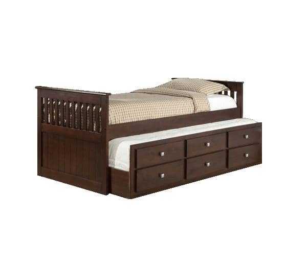 Owen Captains Bed with Storage and Trundle in Cappuccino Custom Kids Furniture