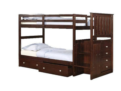Parker Cappuccino Bunkbed with Stairs and Storage Custom Kids Furniture