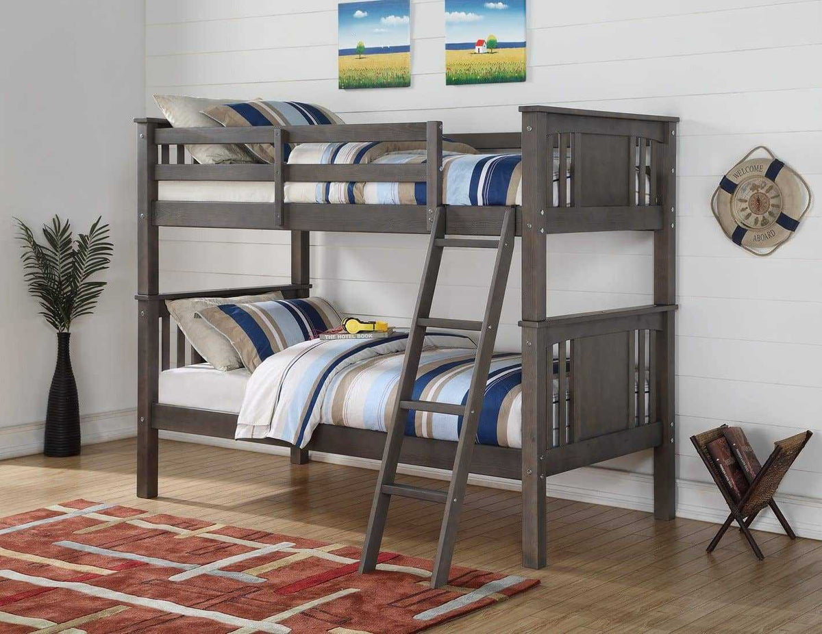 Patrick Grey Twin over Twin Bunk Bed Custom Kids Furniture