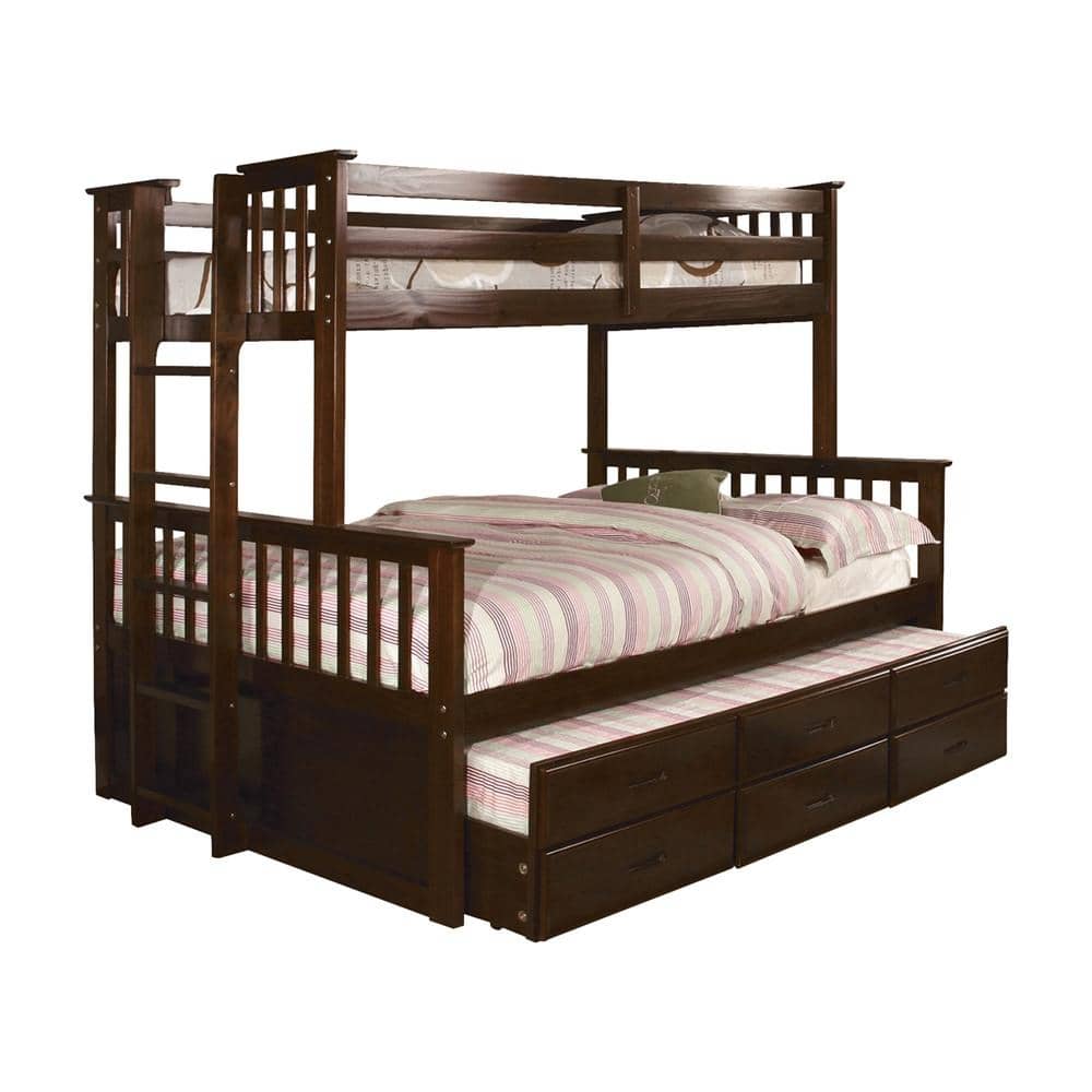 Twin over queen bunk bed with trundle deals