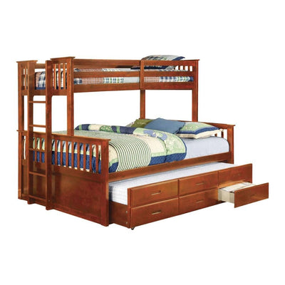 Penelope Twin XL over Queen Oak Captains Bunk Bed Custom Kids Furniture