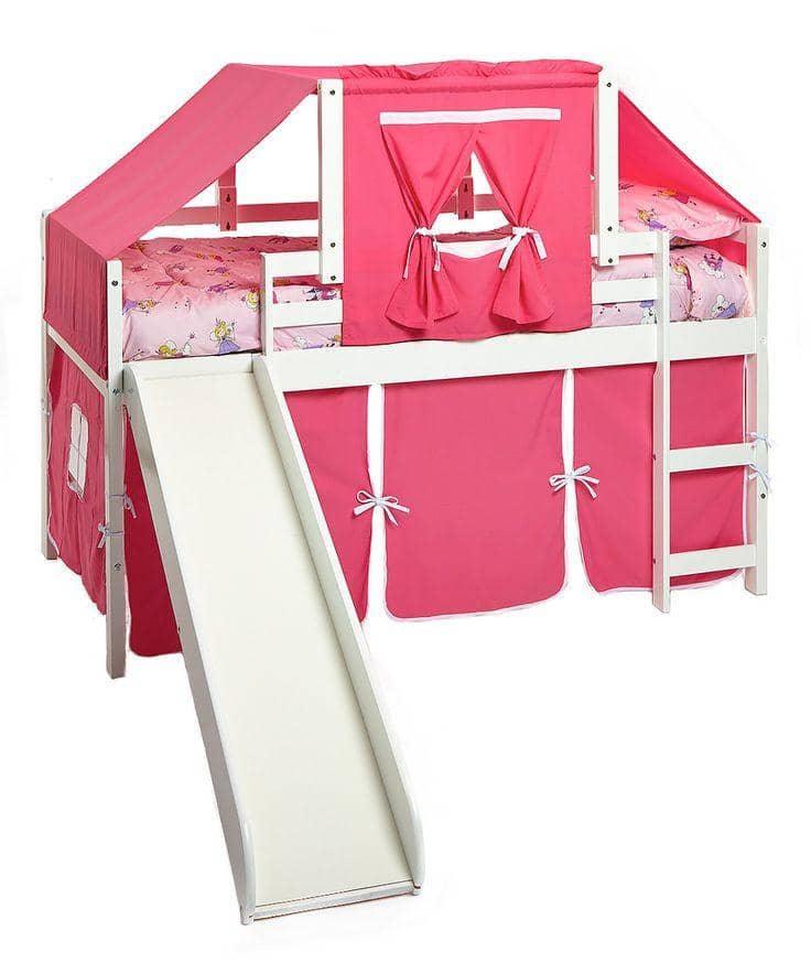 Savannah White Loft Bed with Slide Custom Kids Furniture