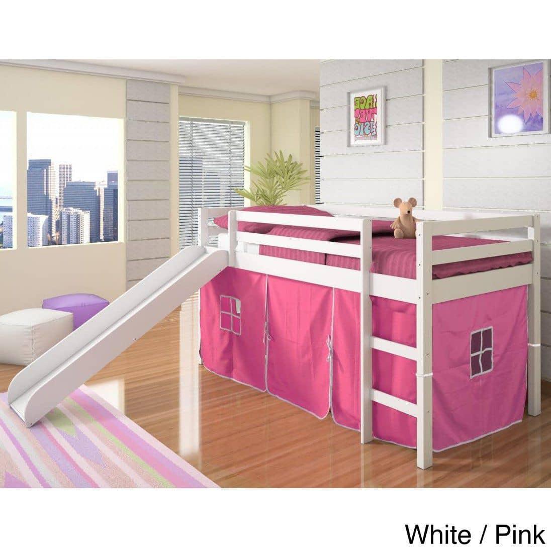 Savannah White Loft Bed with Slide Custom Kids Furniture