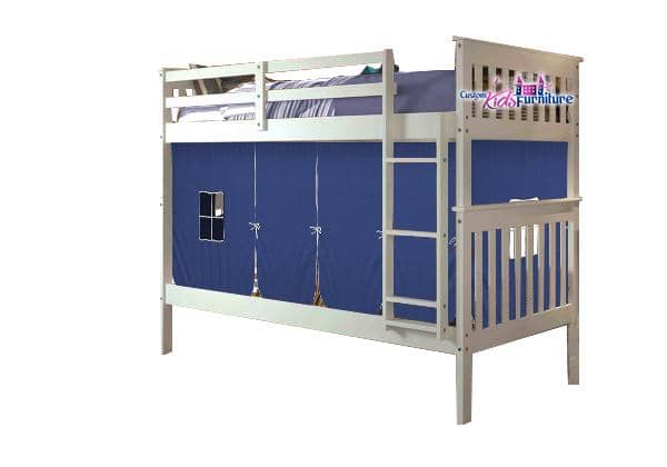Sawyer White Bunk Bed for Kids with Tent Custom Kids Furniture