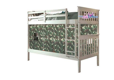 Sawyer White Bunk Bed for Kids with Tent Custom Kids Furniture