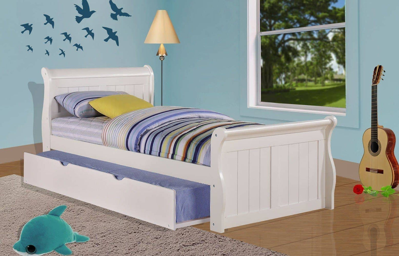 Scarlett Twin Sleigh Bed with Trundle Custom Kids Furniture