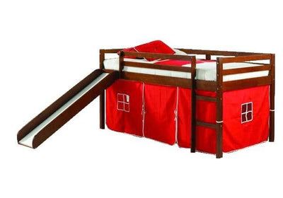 Sebastian Loft Bed with Slide & Red Tent Custom Kids Furniture