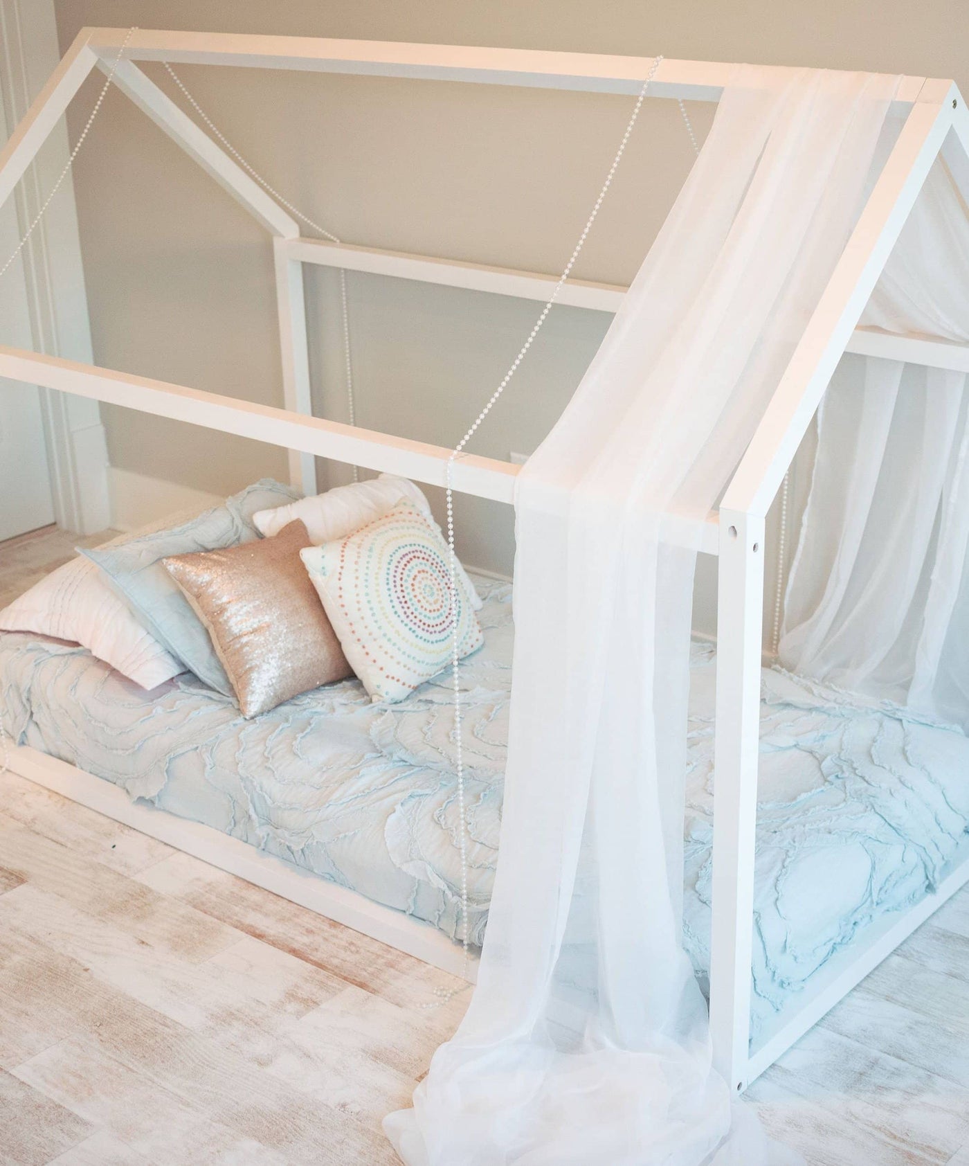 Sophia Toddler Floor Bed in White Custom Kids Furniture