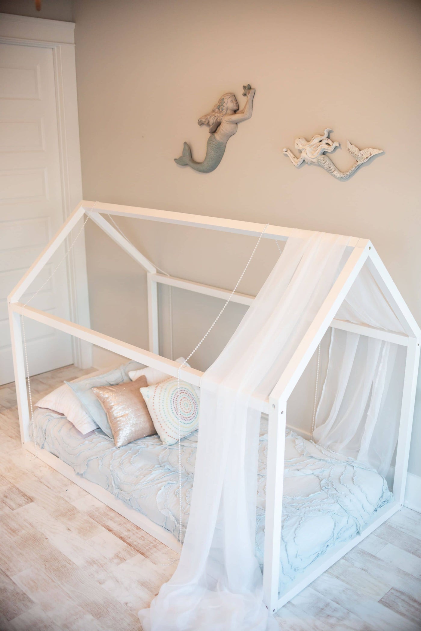 Sophia Toddler Floor Bed in White Custom Kids Furniture