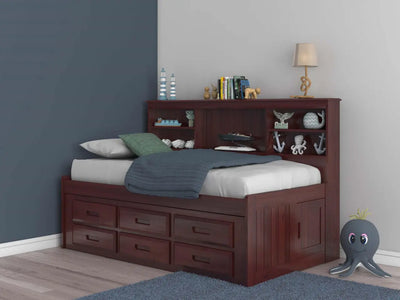 Sophie Daybed with Bookcase Headboard and Six Storage Drawers Custom Kids Furniture