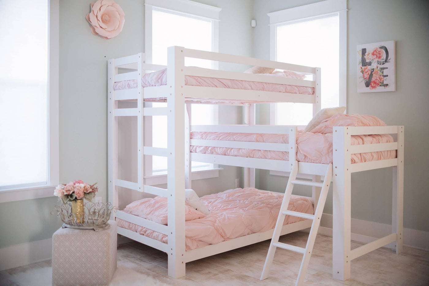 Sydney L-Shaped Triple Bunk Bed in White Custom Kids Furniture