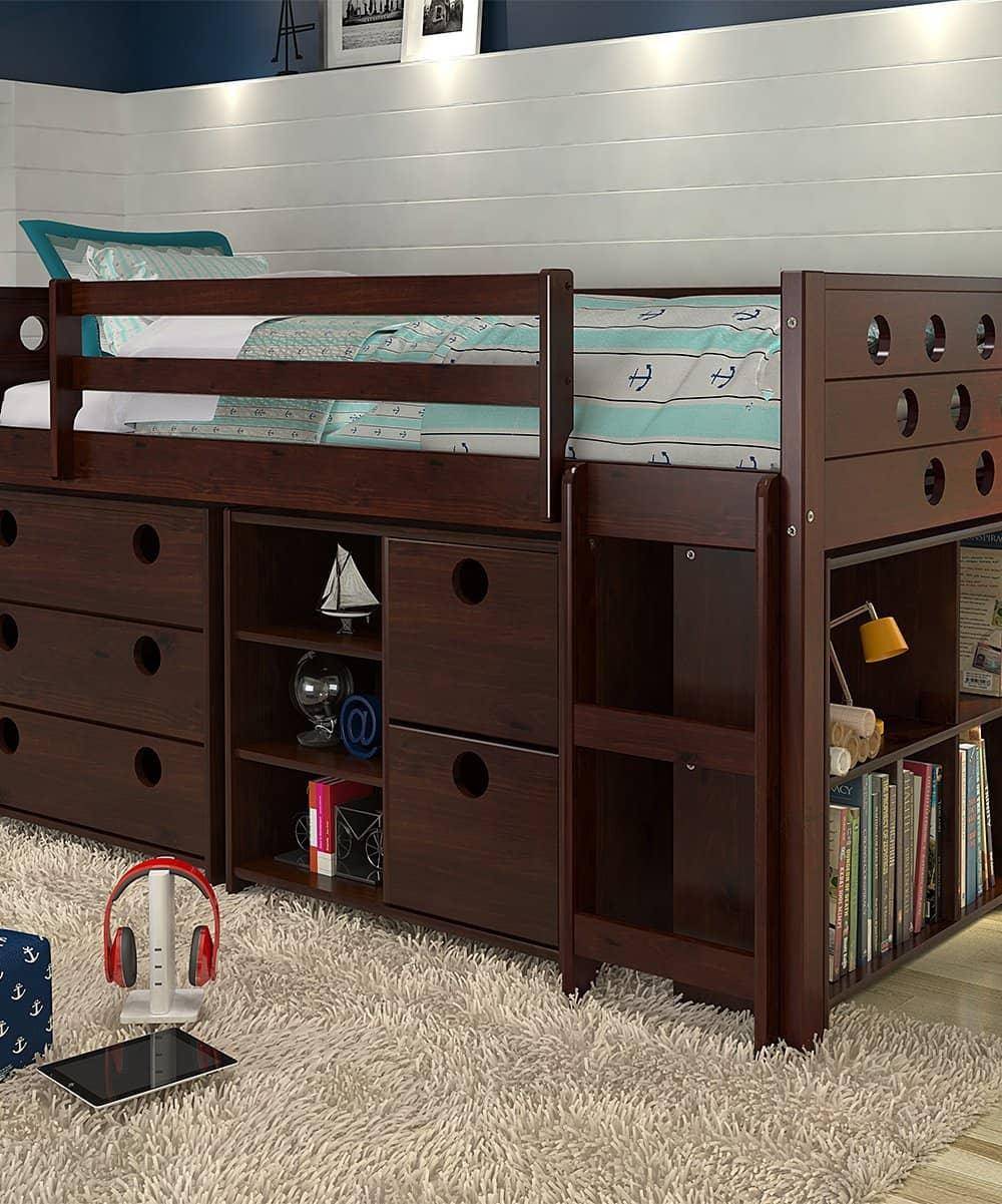 Tristan Loft Bed with Storage, Bookshelves, and Dresser in One / Custom Kids Furniture