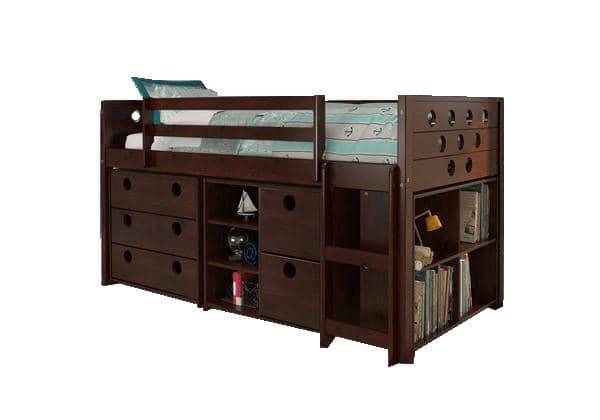 Tristan Loft Bed with Storage, Bookshelves, and Dresser in One Custom Kids Furniture