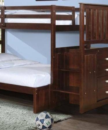 Xander Cappuccino Bunk Bed with Stairs Custom Kids Furniture