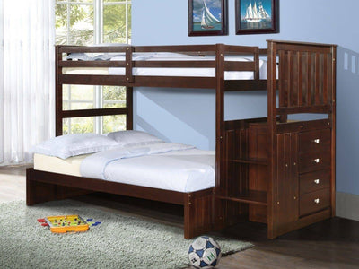 Xander Cappuccino Bunk Bed with Stairs Custom Kids Furniture
