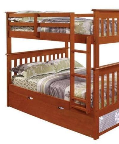 Zachary Full Espresso Bunk Beds for Kids with Trundle Custom Kids Furniture