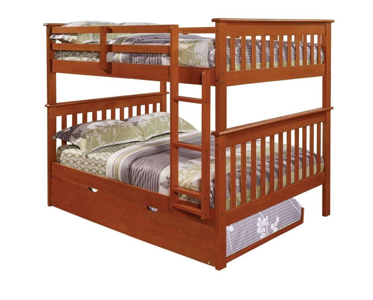 Zachary Full Espresso Bunk Beds for Kids with Trundle Custom Kids Furniture