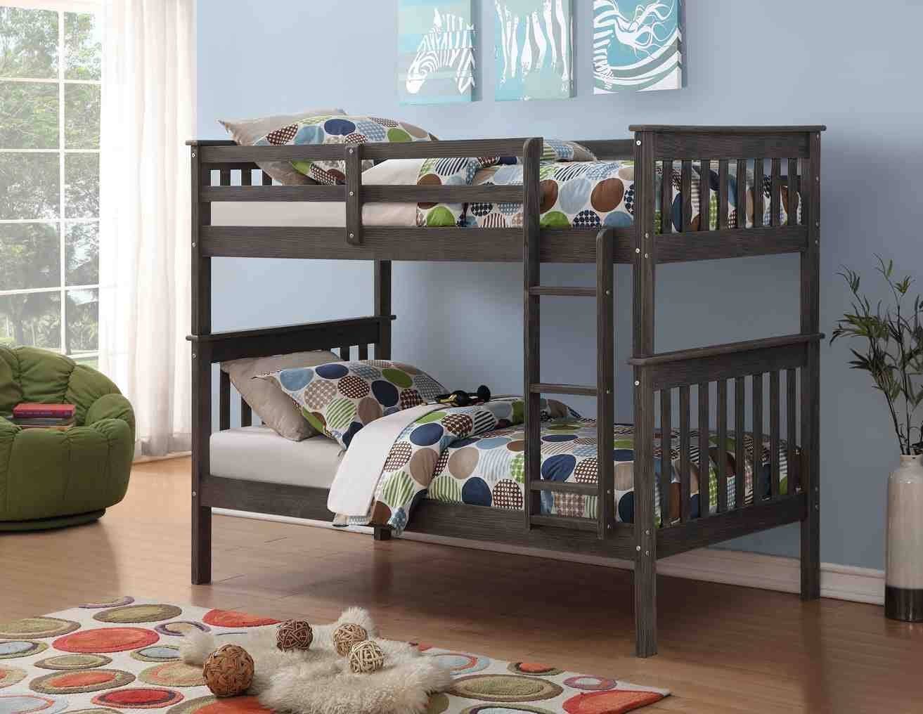 Zoe Modern Gray Bunk Bed Custom Kids Furniture