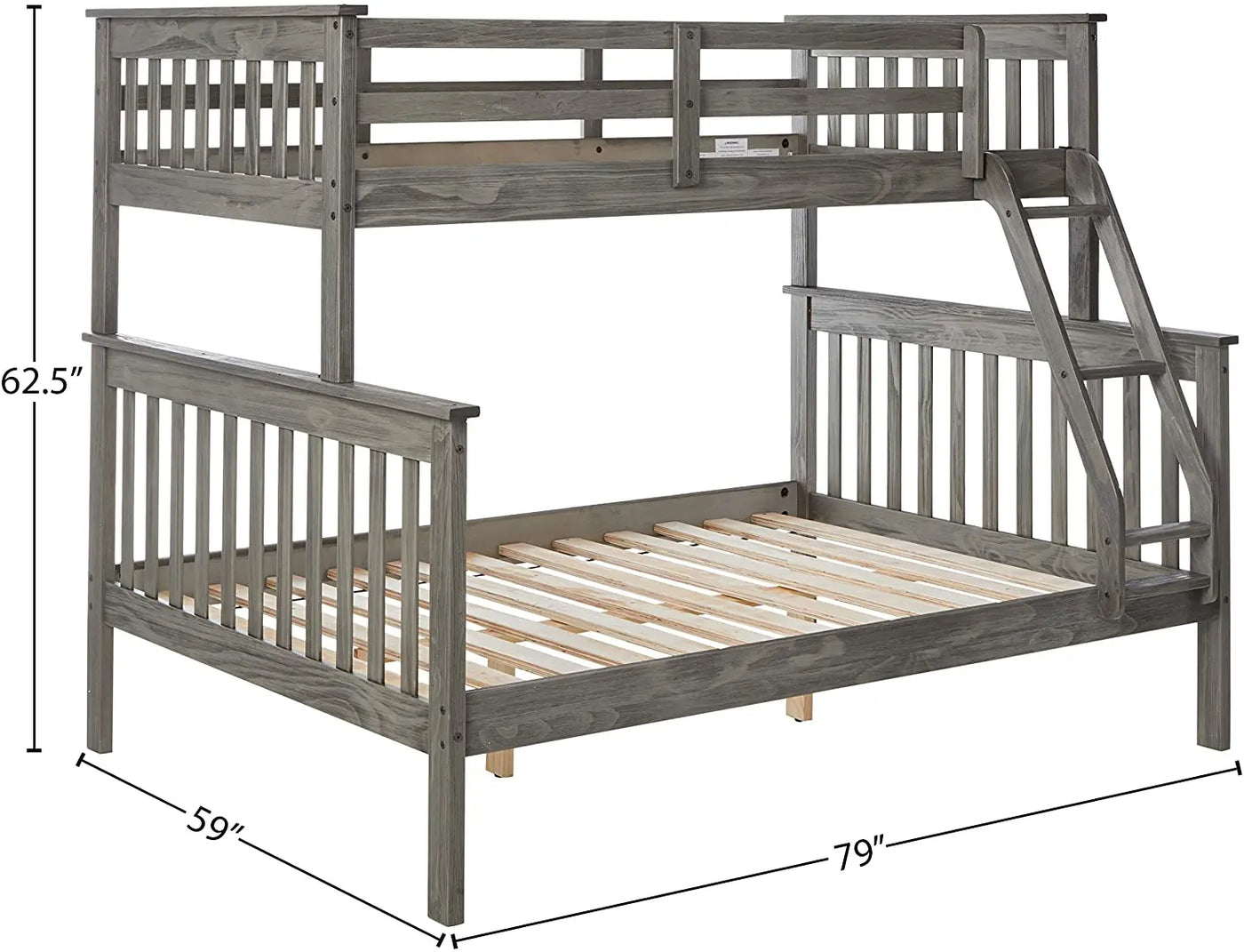 Zoe Twin/Full Gray Bunk Bed Custom Kids Furniture