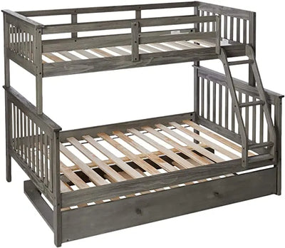 Zoe Twin/Full Gray Bunk Bed with Trundle Custom Kids Furniture